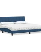 vidaXL Легло с матрак Hanko синьо 200x200 см плат
