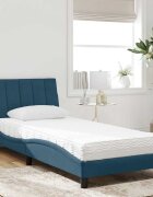 vidaXL Легло с матрак Hanko синьо 90x190 см кадифе