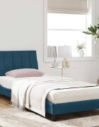 vidaXL Легло с матрак Hanko синьо 90x200 см кадифе