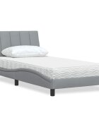 vidaXL Легло с матрак Hanko светлосиво 100x200 см плат