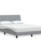 vidaXL Легло с матрак Hanko светлосиво 120x200 см плат