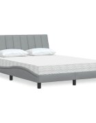 vidaXL Легло с матрак Hanko светлосиво 140x190 см плат