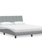 vidaXL Легло с матрак Hanko светлосиво 160x200 см плат