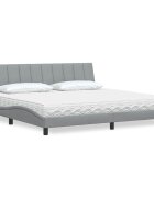 vidaXL Легло с матрак Hanko светлосиво 200x200 см плат