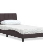vidaXL Легло с матрак Hanko тъмнокафяво 100x200 см плат