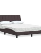 vidaXL Легло с матрак Hanko тъмнокафяво 120x200 см плат