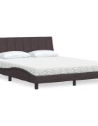 vidaXL Легло с матрак Hanko тъмнокафяво 160x200 см плат