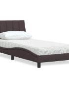 vidaXL Легло с матрак Hanko тъмнокафяво 90x200 см плат