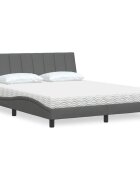 vidaXL Легло с матрак Hanko тъмносиво 160x200 см плат