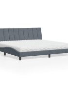 vidaXL Легло с матрак Hanko тъмносиво 200x200 см кадифе