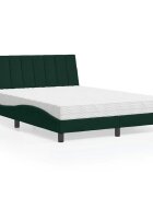vidaXL Легло с матрак Hanko тъмнозелено 140x200 см кадифе