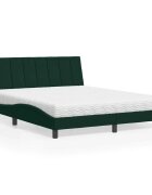 vidaXL Легло с матрак Hanko тъмнозелено 160x200 см кадифе