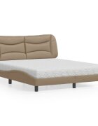 vidaXL Легло с матрак Hvar капучино 160x200 см изкуствена кожа