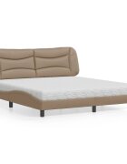 vidaXL Легло с матрак Hvar капучино 180x200 см изкуствена кожа
