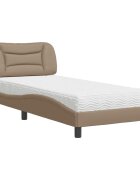 vidaXL Легло с матрак Hvar капучино 80x200 см изкуствена кожа
