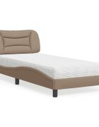 vidaXL Легло с матрак Hvar капучино 90x200 см изкуствена кожа