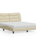 vidaXL Легло с матрак Hvar кремаво 160x200 см плат