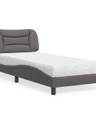 vidaXL Легло с матрак Hvar сиво 90x200 см изкуствена кожа