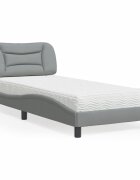 vidaXL Легло с матрак Hvar светлосиво 80x200 см плат