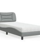 vidaXL Легло с матрак Hvar светлосиво 90x200 см плат
