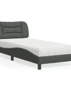 vidaXL Легло с матрак Hvar тъмносиво 90x200 см плат