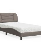 vidaXL Легло с матрак Hvar таупе 100x200 см плат