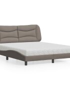 vidaXL Легло с матрак Hvar таупе 160x200 см плат