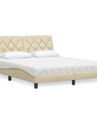 vidaXL Легло с матрак кремаво 160x200 см плат
