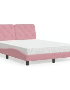 vidaXL Легло с матрак розово 140x200 см кадифе