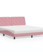 vidaXL Легло с матрак розово 180x200 см кадифе