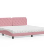 vidaXL Легло с матрак розово 200x200 см кадифе