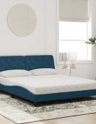 vidaXL Легло с матрак синьо 160x200 см кадифе