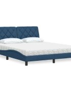 vidaXL Легло с матрак синьо 160x200 см плат