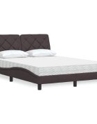 vidaXL Легло с матрак тъмнокафяво 120x200 см плат