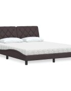 vidaXL Легло с матрак тъмнокафяво 160x200 см плат