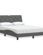 vidaXL Легло с матрак тъмносиво 120x200 см плат