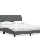 vidaXL Легло с матрак тъмносиво 160x200 см плат