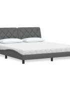 vidaXL Легло с матрак тъмносиво 180x200 см плат