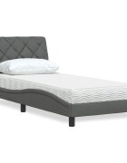 vidaXL Легло с матрак тъмносиво 90x190 см плат