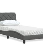 vidaXL Легло с матрак тъмносиво 90x200 см плат