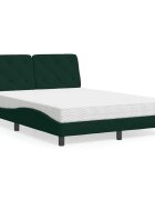 vidaXL Легло с матрак тъмнозелено 120x200 см кадифе