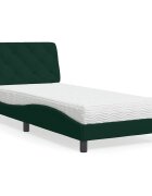vidaXL Легло с матрак тъмнозелено 90x200 см кадифе