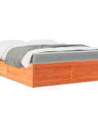 vidaXL Легло с матрак восъчнокафяв 160x200 см борово дърво масив