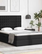 vidaXL Легло с място за съхранение Черно 140 x 190 cm Изкуствена