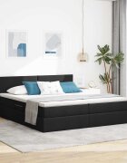 vidaXL Легло с място за съхранение Черно 180 x 200 cm Изкуствена