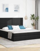 vidaXL Легло с място за съхранение Черно 180 x 200 cm Текстил