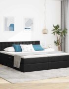 vidaXL Легло с място за съхранение Черно 200 x 200 cm Изкуствена