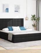vidaXL Легло с място за съхранение Черно 200 x 200 cm Текстил