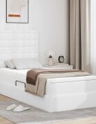 vidaXL Легло с място за съхранение и LED Чисто бяло 90 x 200 cm