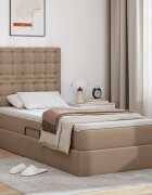 vidaXL Легло с място за съхранение и LED Капучино 90 x 190 cm